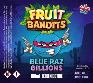 Fruit Bandits- Blue Raz Billions  100ml Short Fill  - 0mg